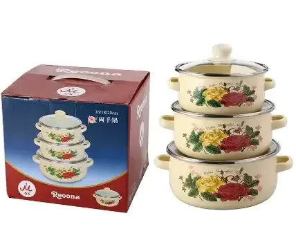 China Good cookware set enamelware pot set enamel casserole storage container