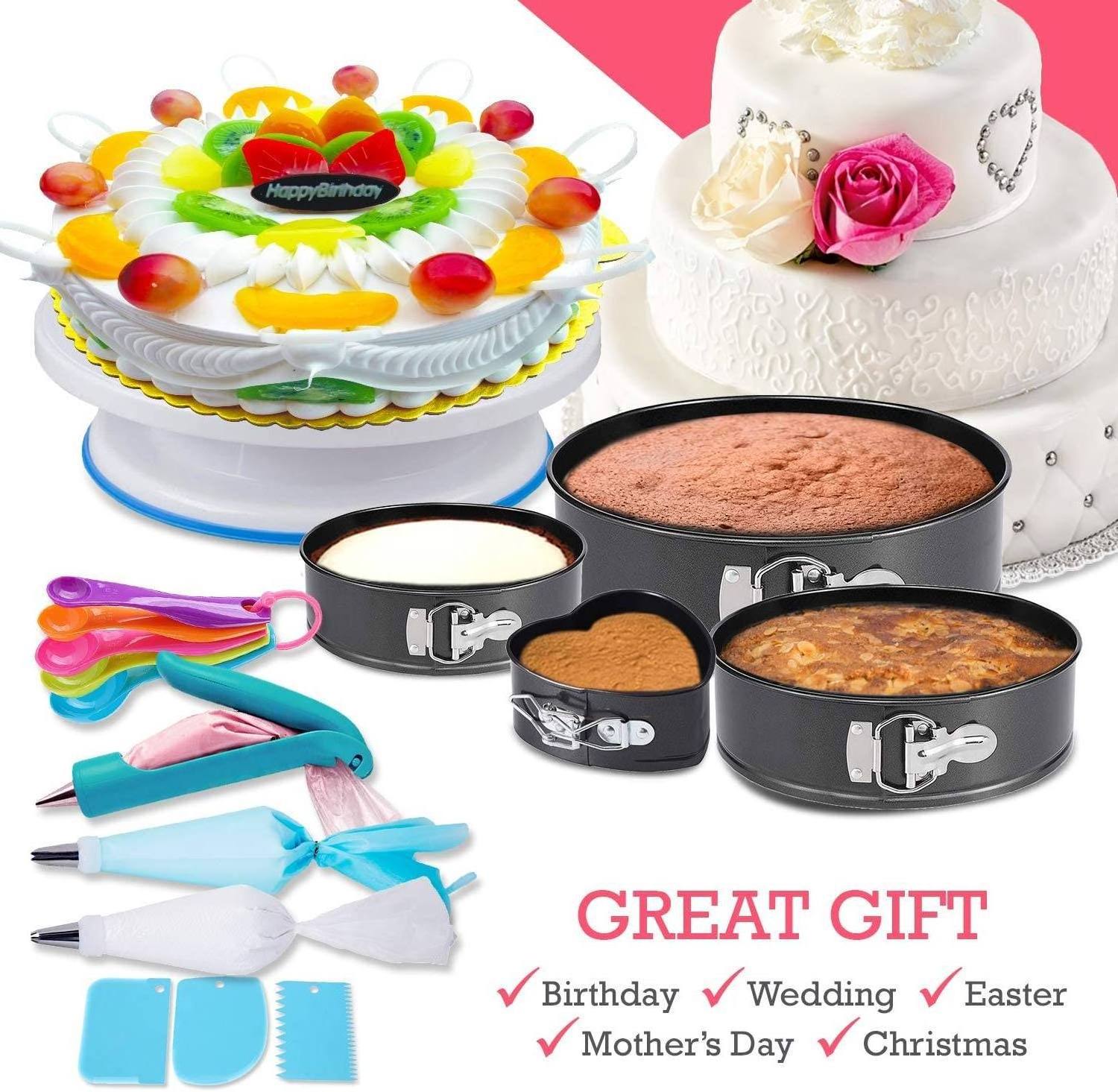 342pcs cake stand set with Silicone Cake Pans Rotating Turntable  Baking Tools for Cake Lovers