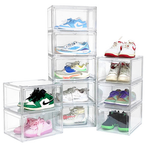 Clear Plastic Giant Magnetic Shoe Box Acrylic Wholesale Transparent Shoe Box Shoe Box Stackable