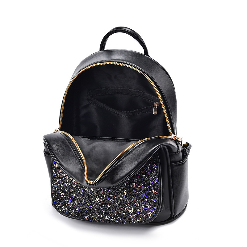 RU Best Price Top Quality Iridescence Black Color Changing Glitter Big Spangle Sequin Backpack