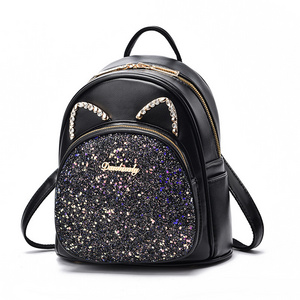 RU Best Price Top Quality Iridescence Black Color Changing Glitter Big Spangle Sequin Backpack