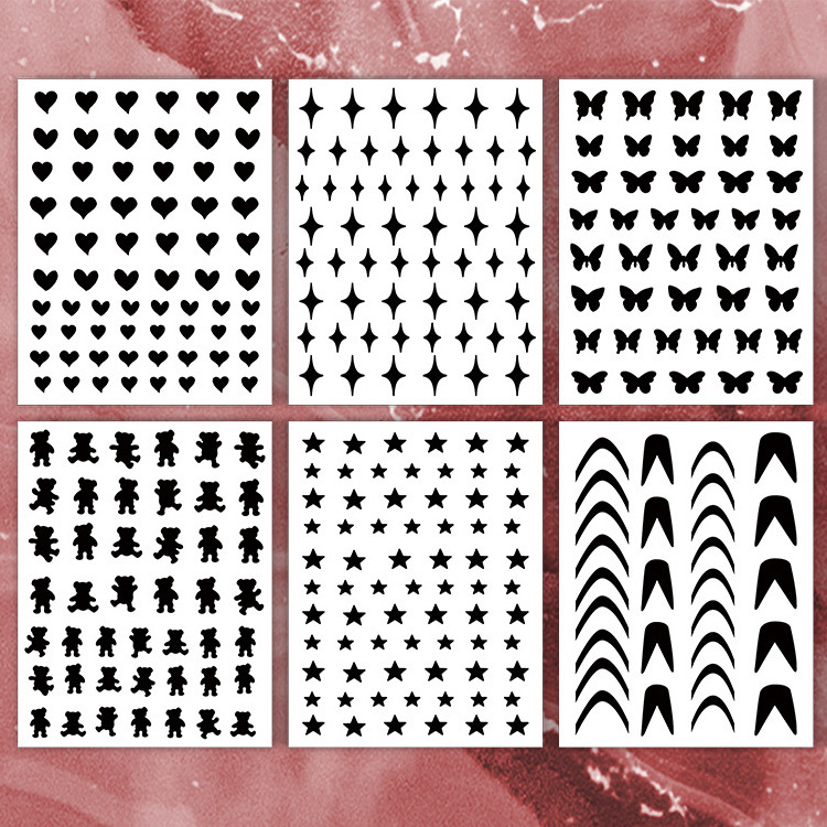 MU Nail Art Charms Airbrush Hollow Template Inkjet Sticker Decals For Nail Art Decoration