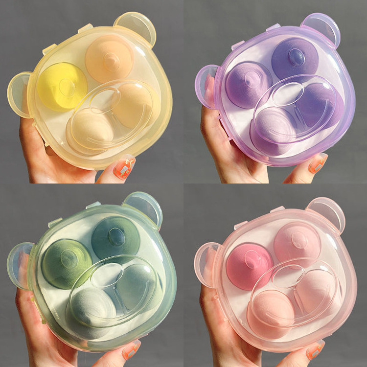 Wholesale private label latex free custom beauty sponge round powder puff blending  makeup blender sponge set