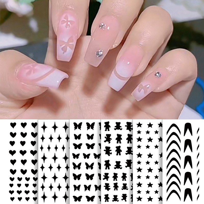 MU Nail Art Charms Airbrush Hollow Template Inkjet Sticker Decals For Nail Art Decoration