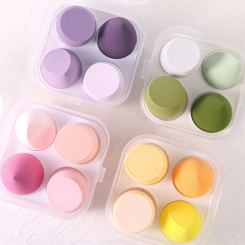 Wholesale private label latex free custom beauty sponge round powder puff blending  makeup blender sponge set