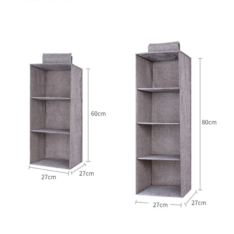 RU 2024 New 3-Shelf Polyester Linen Collapsible Shelves Hanging Closet Cubby Hanging Closet Storage Organizer