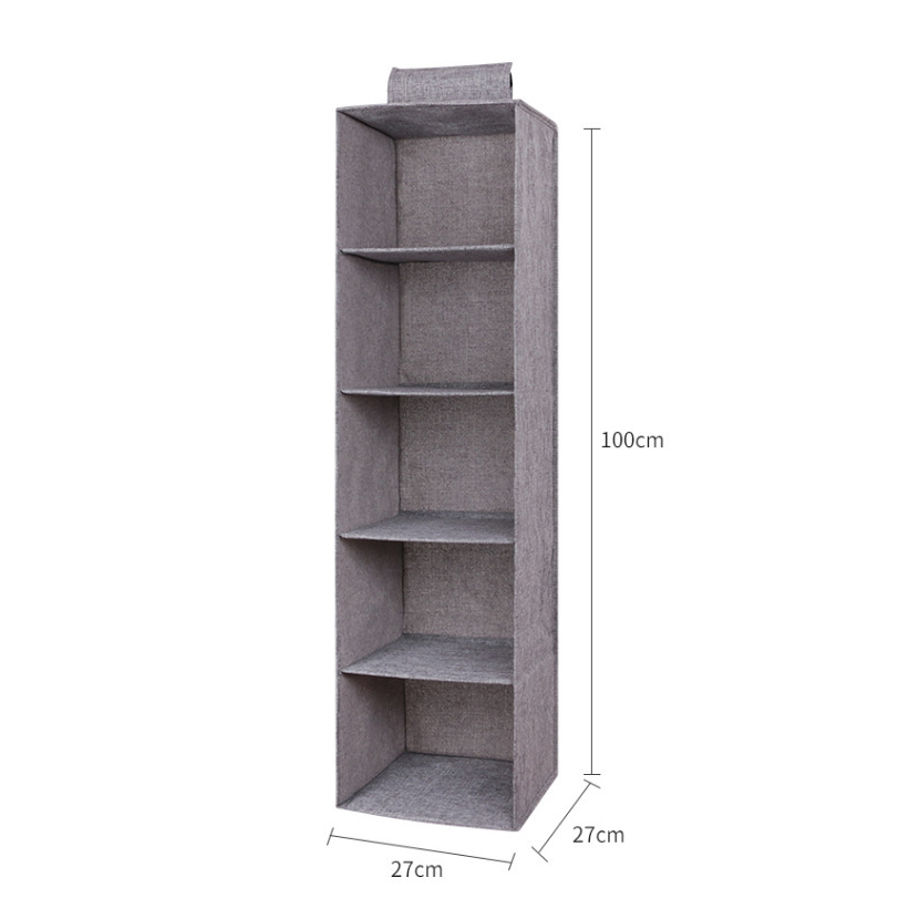 RU 2024 New 3-Shelf Polyester Linen Collapsible Shelves Hanging Closet Cubby Hanging Closet Storage Organizer