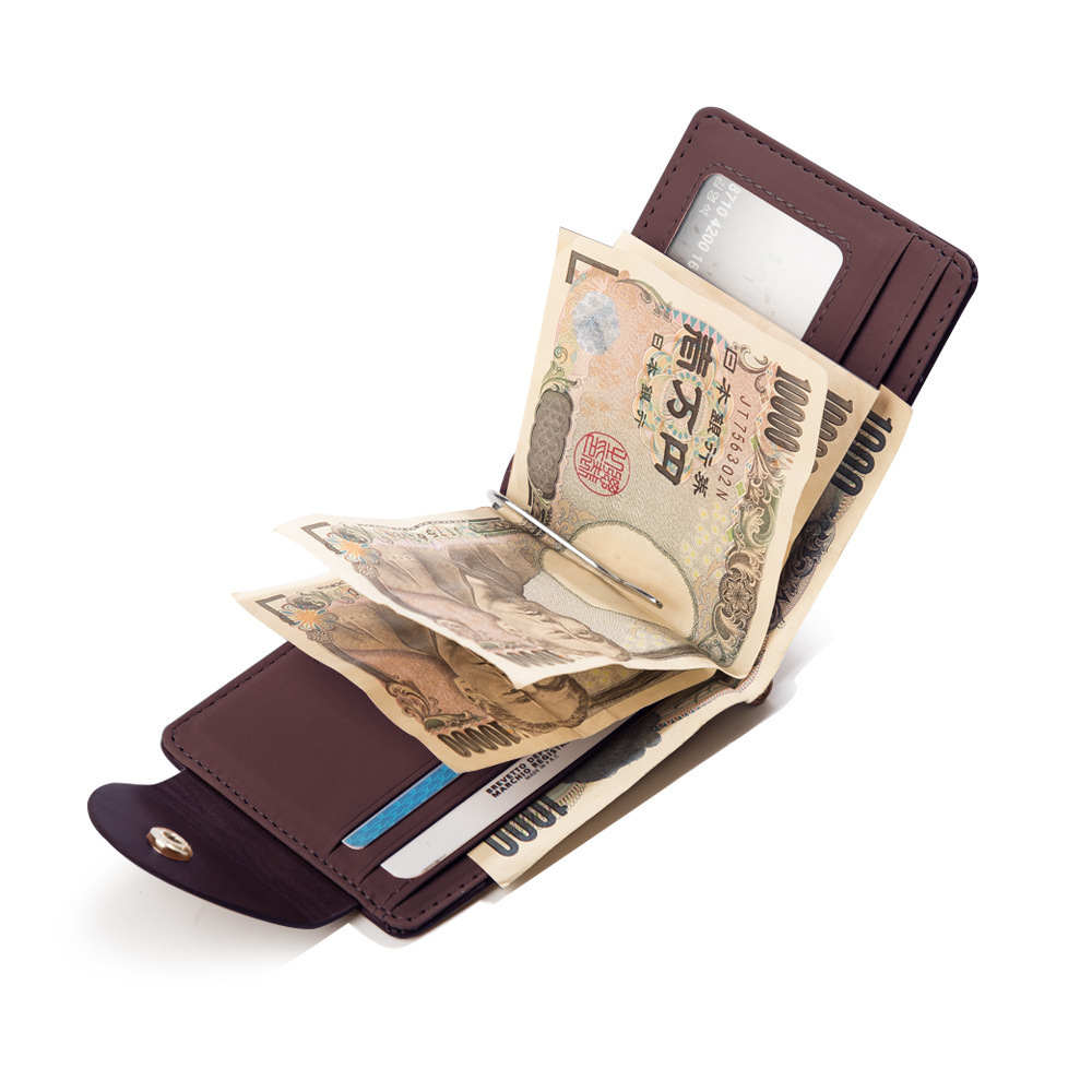 RU Wholesale Multi Function Card Holder Wallet Money Clip Leather Men Currency Dollar Wallets