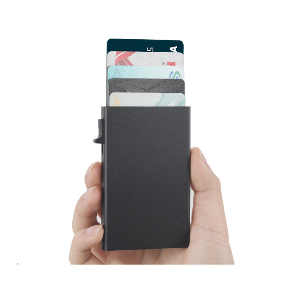 RU Custom Anti Rfid Blocking Aluminum Metal Men Wallet Pop Up Carbon Fiber Slim Minimalist Credit Card Holder With Money Clip Bo