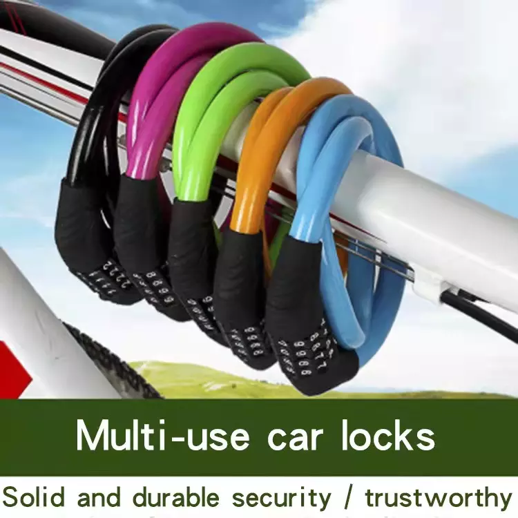 Bike Accessories Cycling Security 4-digit Combination Password Lock Bicycle Cable Chain Lock Steel Cable Bicycle Lock