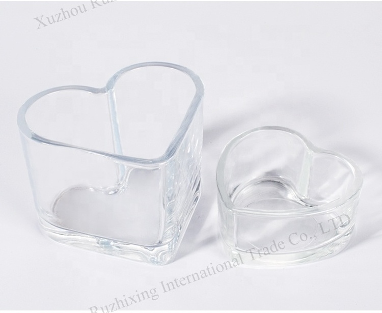 Ru Star Individuate Customized  Empty Clear Heart Glass Candle jars for  decoration 235ml 90ml