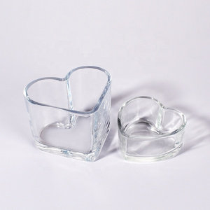 Ru Star Individuate Customized  Empty Clear Heart Glass Candle jars for  decoration 235ml 90ml