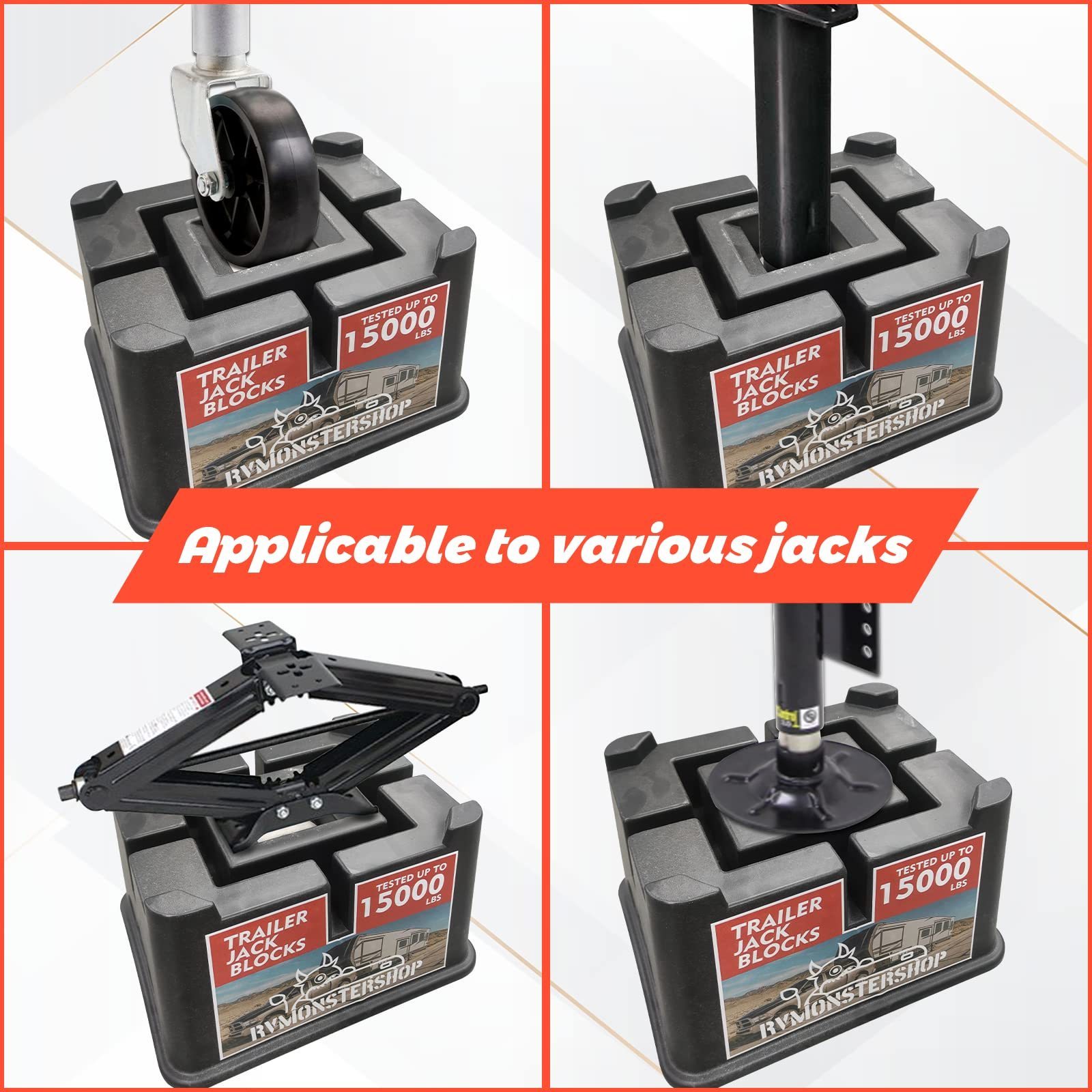 Trailer Jack Block Stand Trailer & RV Stabilizing Pads Strongest Blocks for RV 5th Wheel Camper