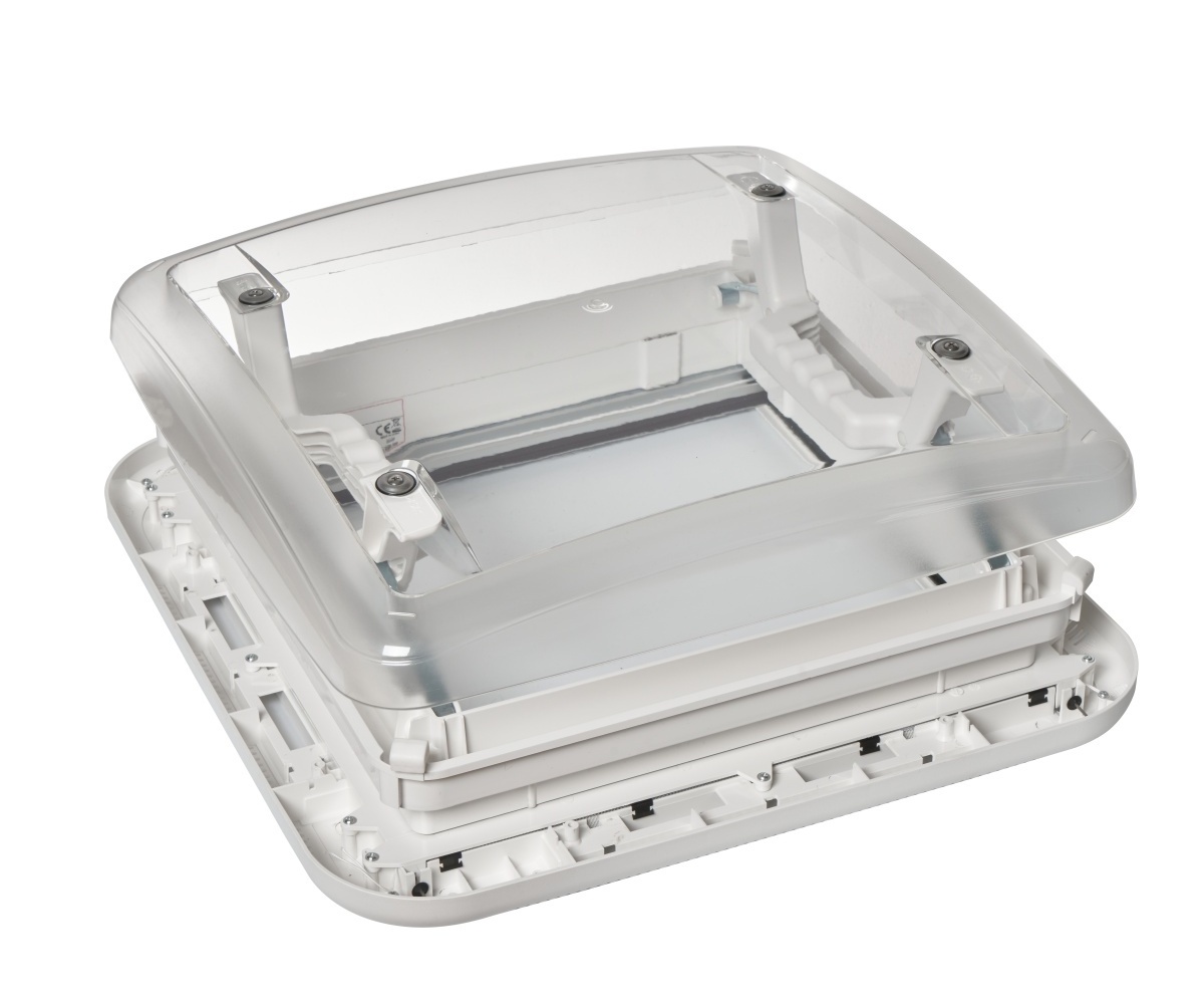 Caravan Bathroom Roof Vent Hatch with LED Light for Motorhome Camper Trailer,Cut-out Size 400*400mm RV Skylight with Accessories