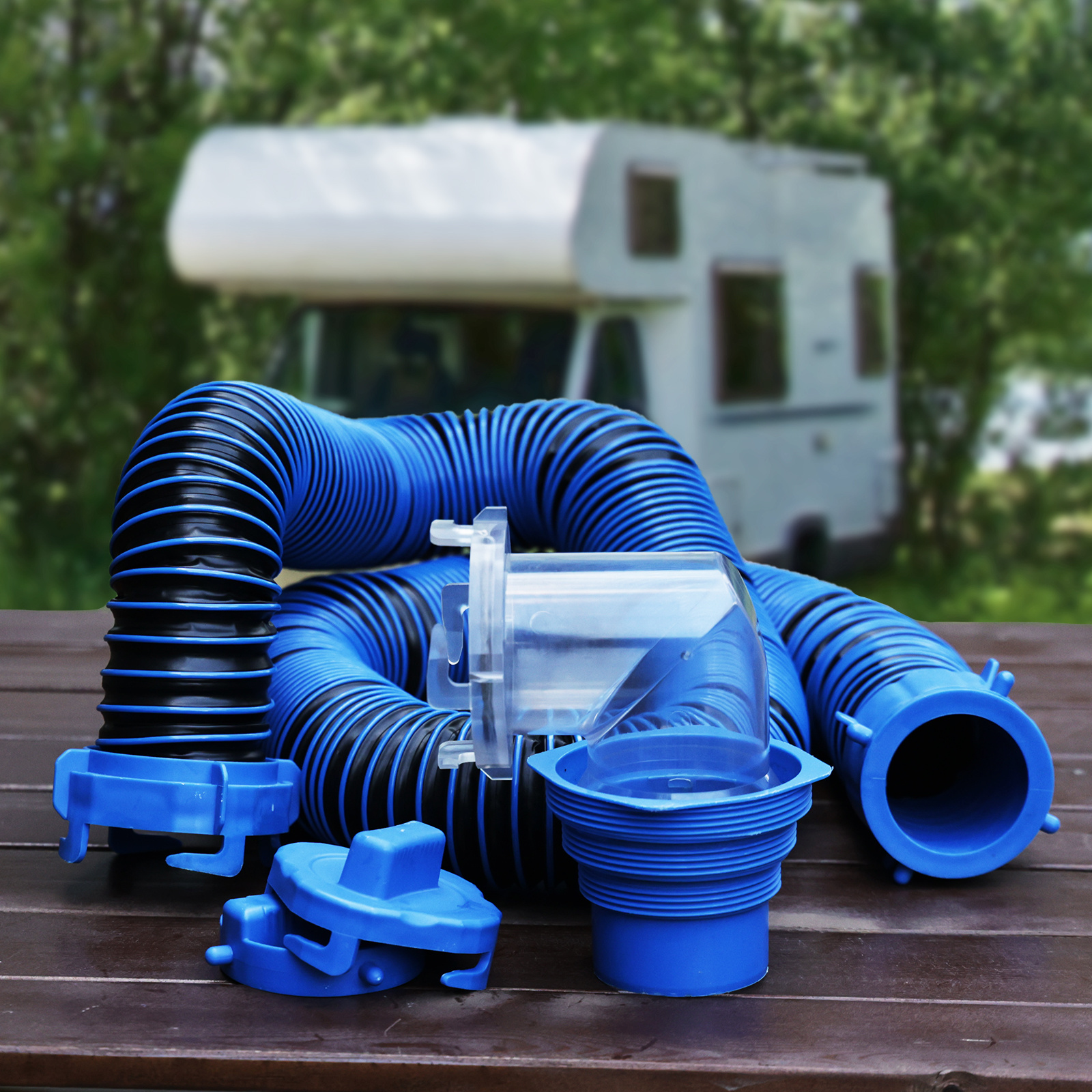 20-Foot RV Sewer Hose Kit, Sewer Hose for RV Camper Includes 2 Attachable Hoses with Rotating Fittings,Elbow with 4-in-1 Adapter