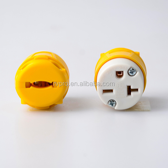 USA 3-Prong Male AC Plug ETL Nema 6-20R 3 Pole Straight Blade DIY Re-wirable AC Socket, 20A 250V USA 3Pin AC Connector