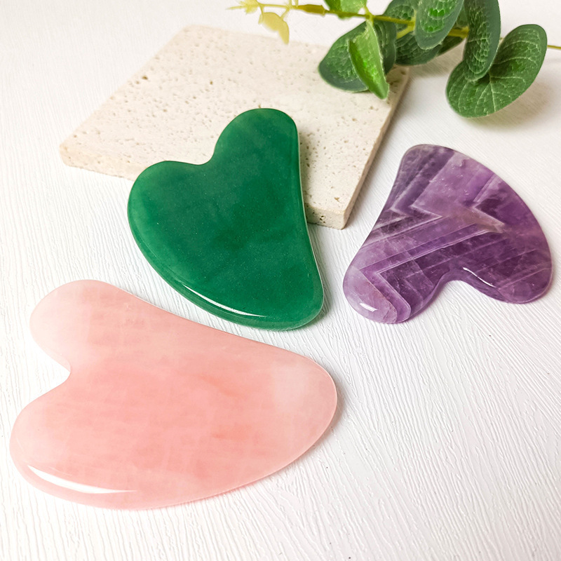 High QualityJade Gua Sha Stone Scrapping Massage Tool for Face Beauty Facial Lifting Pink QuartzJade Gemstone Guasha Tool