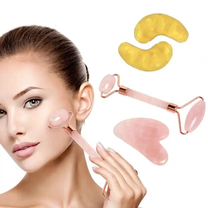 High QualityJade Gua Sha Stone Scrapping Massage Tool for Face Beauty Facial Lifting Pink QuartzJade Gemstone Guasha Tool