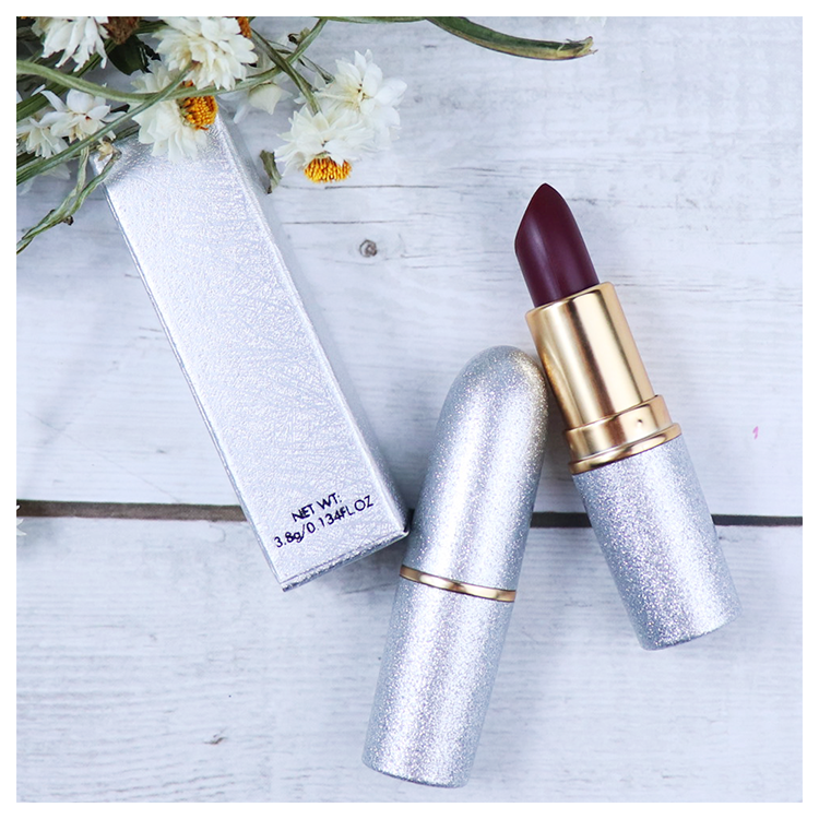 Custom Long Lasting Nude Vegan Pigment Silver Tube Lip Stick Waterproof Batom Private Label  Bullet Matte Solid Lipstick