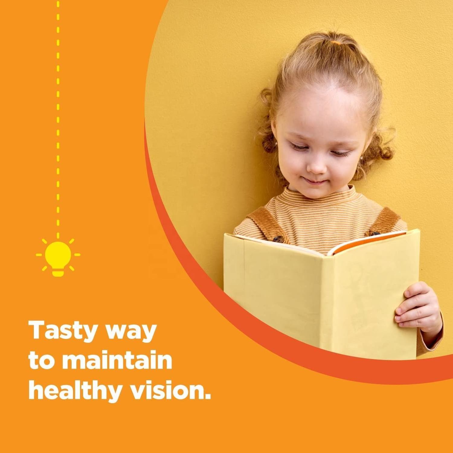 100% Organic No Binders Eye Vitamin Supplement Lutein Children Vitamin Gummy for Ages 4 and Up