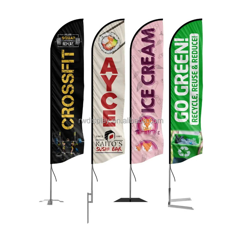 Wholesale good price windproof stand flags banners real estate open house feather flags and pole