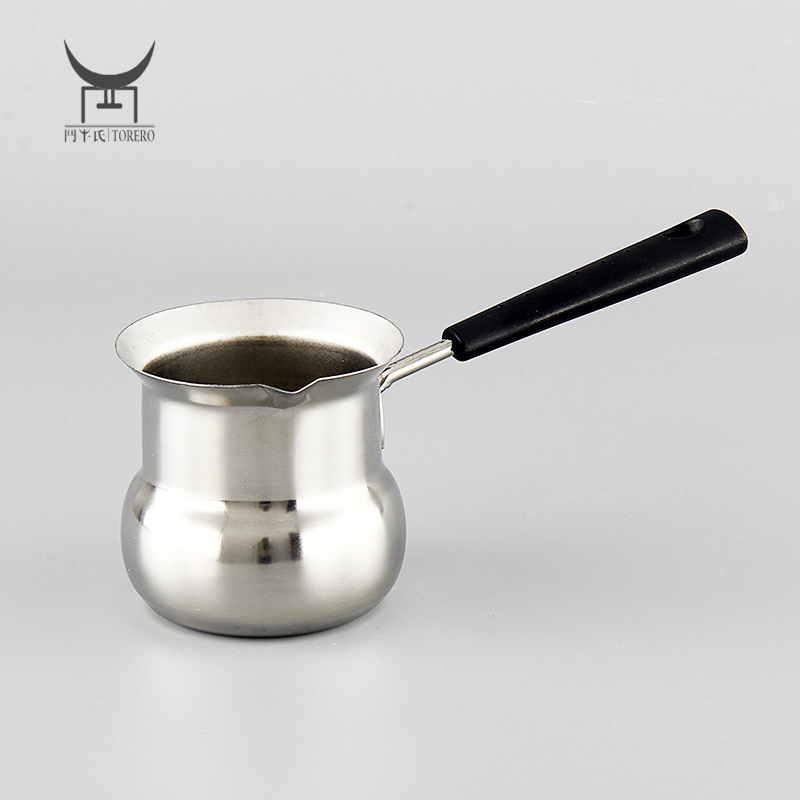 Wholesale western style coffee warmer stainless steel milk boiling pot with bakelite handle