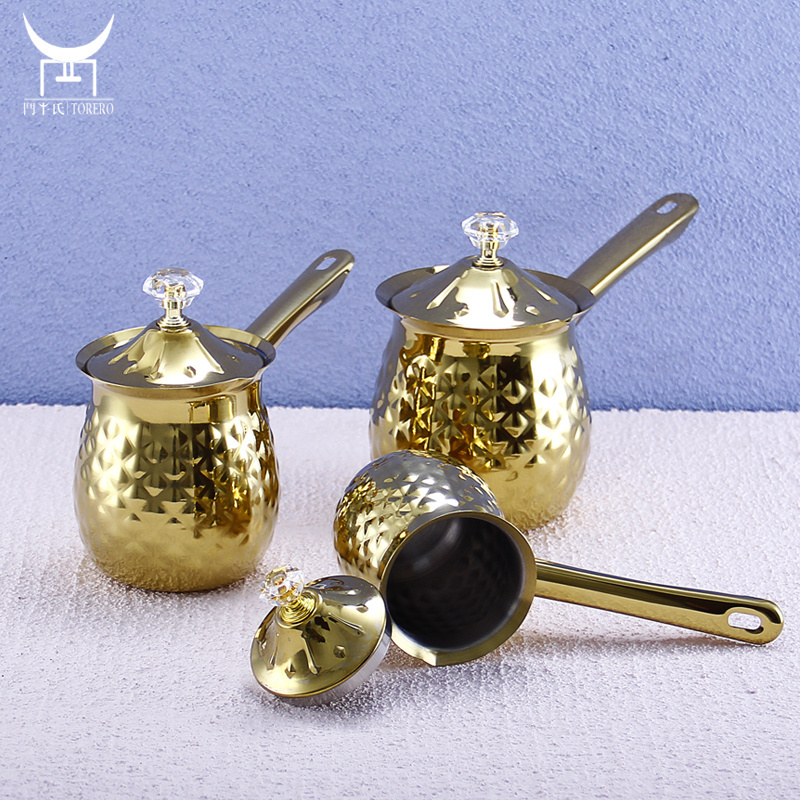 Vintage Arabic Coffee Pot Hammered Coffee Cezve Ibrik with Metal Handle Stainless Steel Greek Turkish Coffee Pots