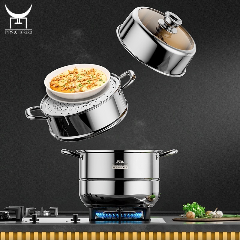 304 stainless steel timed multi-layer steamer home kitchen steamer soup pot cookware home thickened factory wholesale