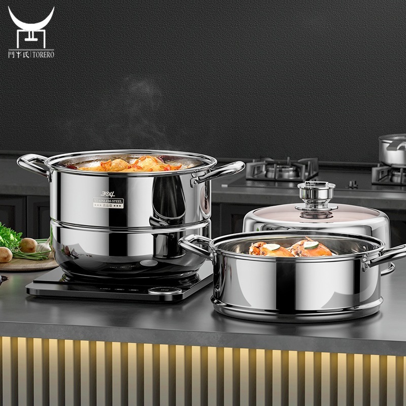 304 stainless steel timed multi-layer steamer home kitchen steamer soup pot cookware home thickened factory wholesale