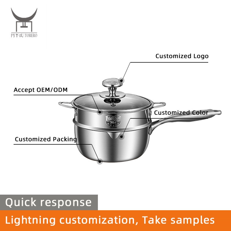 316 Stainless Steel Milk Pot Household Honeycomb Non-stick Baby Food Pot Metal Utensil Fryer Saucepan With Steamer Frying Pan