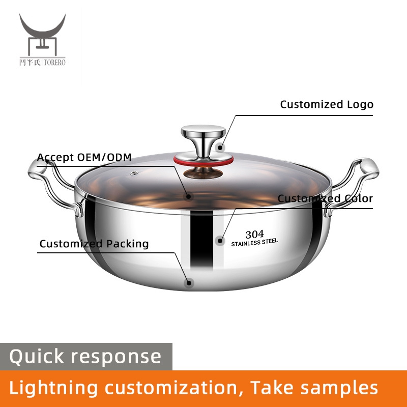 Stainless Steel Soup Pot Multifunctional Household Stock Cooking Pot With Handle Glass Cover For Stew Soup Kitchen Hot Pot