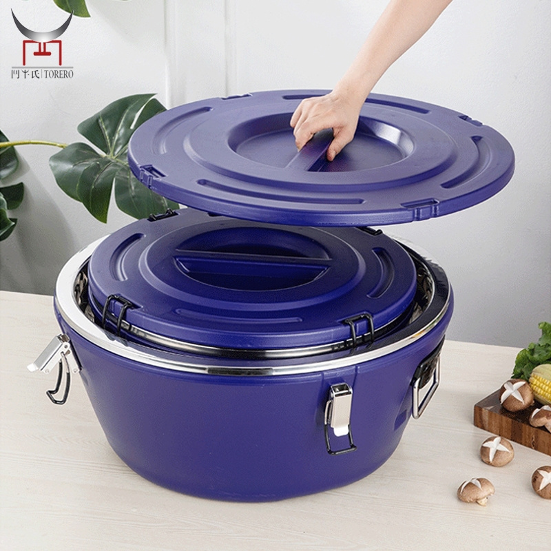 Insulated Stainless Steel Bar Ice Bucket Cooler Thermal Barrel Hot Cold Food Large Food Jars For Large Party Cooling Barrel