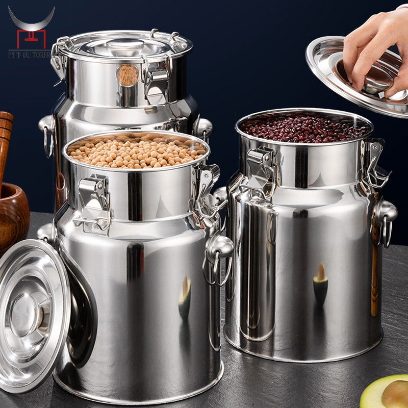 Kitchen Making ice Beer Stainless Steel Sealed Barrel Transport Cans Liquid Storage Milk Pot Bucket Food Storage Container