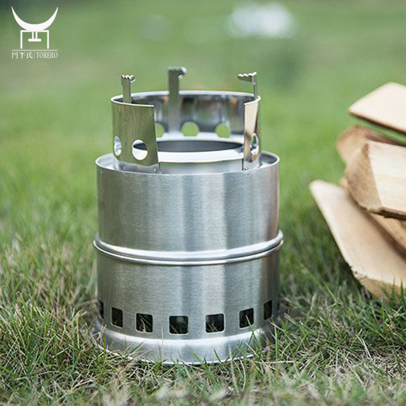 Stainless steel camping wood stove bonfire stand outdoor compact firewood stove portable trivet stove for cooking