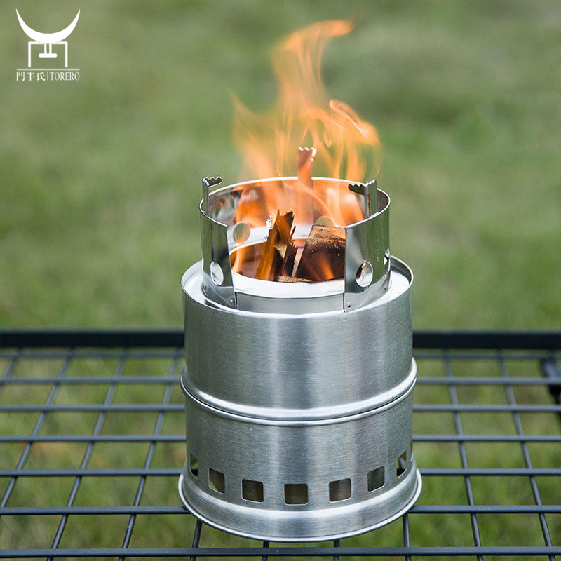 Stainless steel camping wood stove bonfire stand outdoor compact firewood stove portable trivet stove for cooking