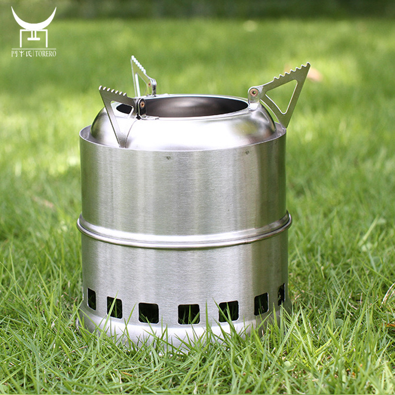 Stainless steel camping wood stove bonfire stand outdoor compact firewood stove portable trivet stove for cooking