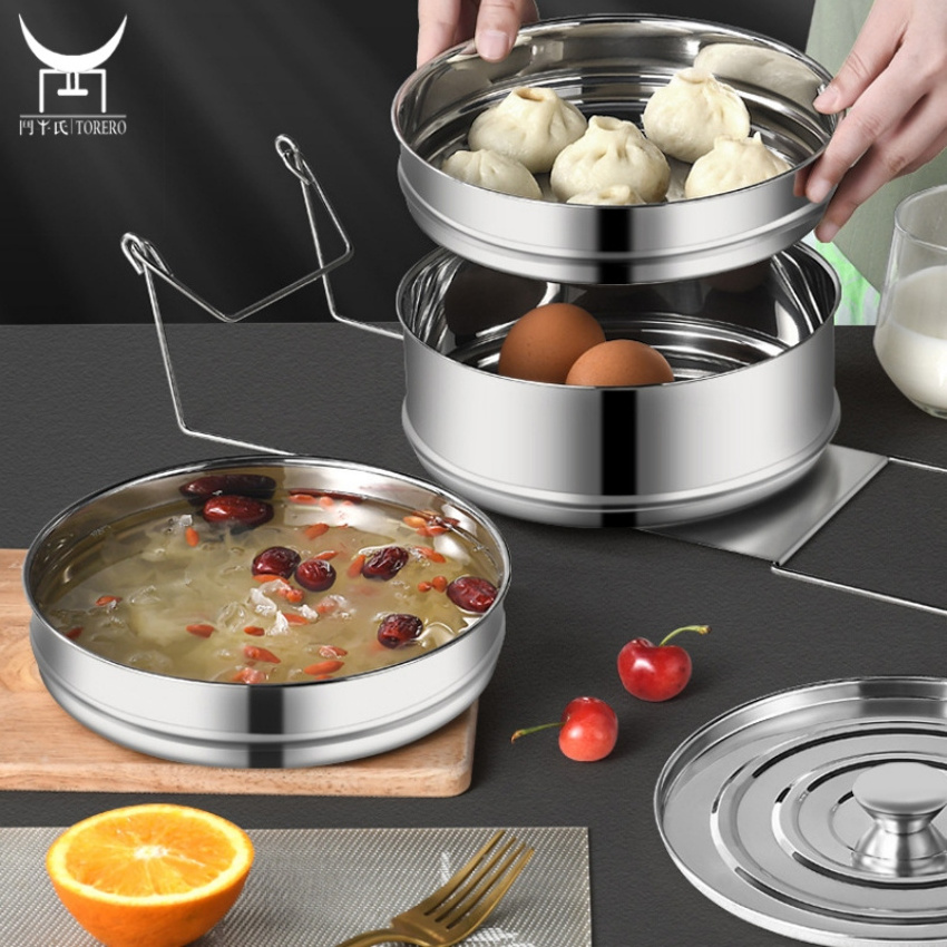 304 Stainless Steel Stackable Cooker Separator 3 Tier Food Instant Steamers basket Pot Accessories Portable Lunch Box