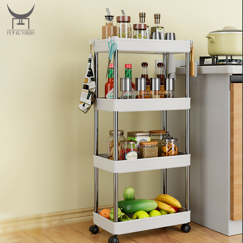 Slim Space Shelf Storage Cart Metal Shelves Cabinet Stand Racking for Storage Spice Set and Vegetable Fruit