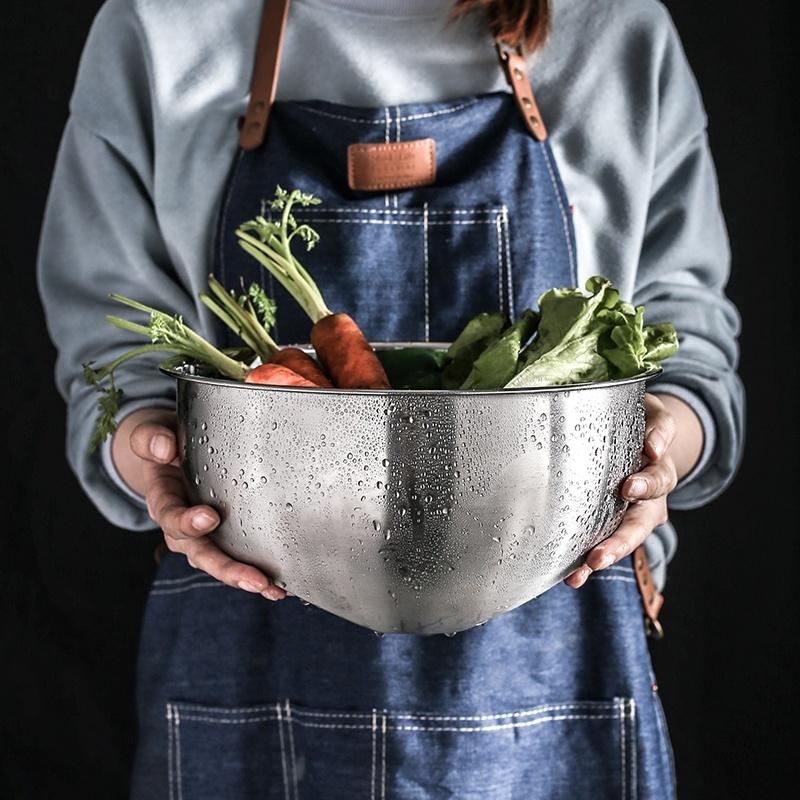 Vegetable fruit rice washing bowl with drainer cooking utensil stainless steel rice strainer colander