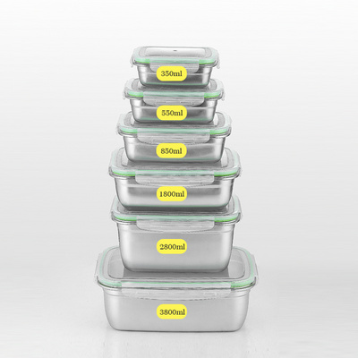 Stainless steel 304 fresh-keeping food storage container lunch box with plastic lid and lock