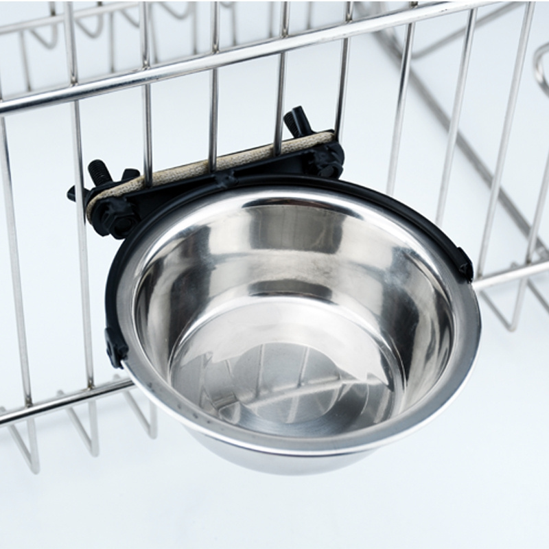 Hanging Pet Cage Bowl Stainless Steel Dog Bowl with Hanger pet dog suspended food bowl Hung on pet cage