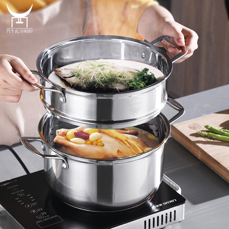 Japanese mini steamer pot food stainless steel portable multifunction one person hot pot soup pot steamer