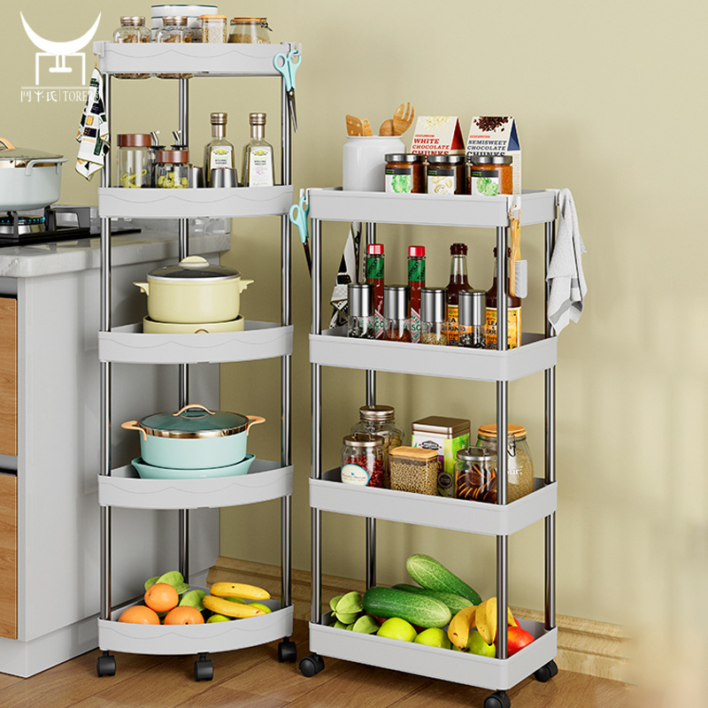 Slim Space Shelf Storage Cart Metal Shelves Cabinet Stand Racking for Storage Spice Set and Vegetable Fruit