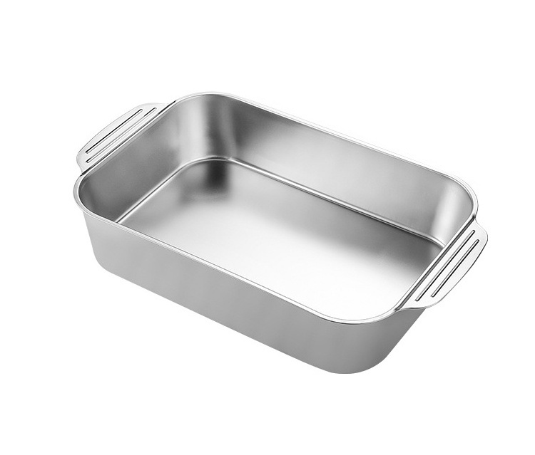 Stainless Steel Grill Pan Oven Tray Snack Tray Seafood Serving Plate Fish Pan Dinner Vegetable Restaurant Food Plate Set