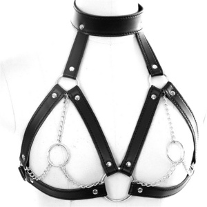 female chastity belt ring bra sexy lingerie leather harness slave fetish wear