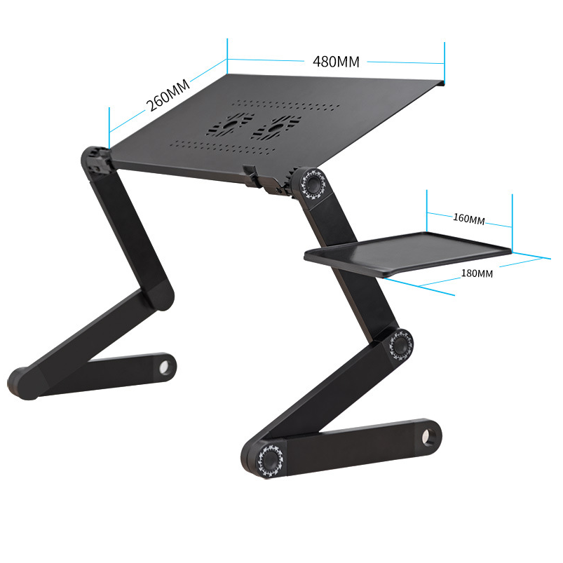 Adjustable laptop bed table, portable lap desk with foldable legs breakfast tray for eating notebook computer stand With mouse p