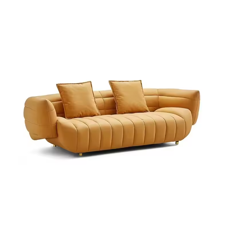 Modern creative design encircling leather suede touch Italian style living room sofa