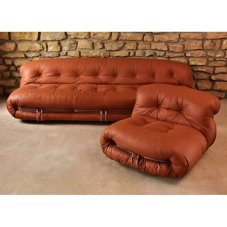 Italian mid-century design living room furniture custom fabric mohair velvet full leather module combination sofa