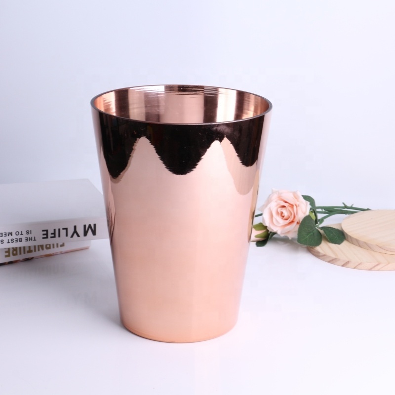 China Supplier Elegant Votive Rose Gold Glass Candle Jar 123oz Christmas Candle Vessels