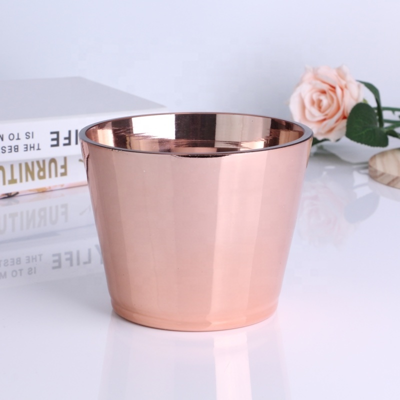 China Supplier Elegant Votive Rose Gold Glass Candle Jar 123oz Christmas Candle Vessels